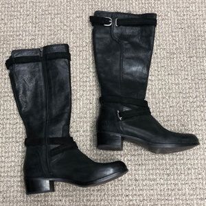 Women’s Size 12 Black Leather Ugg Sherpa knee high boots